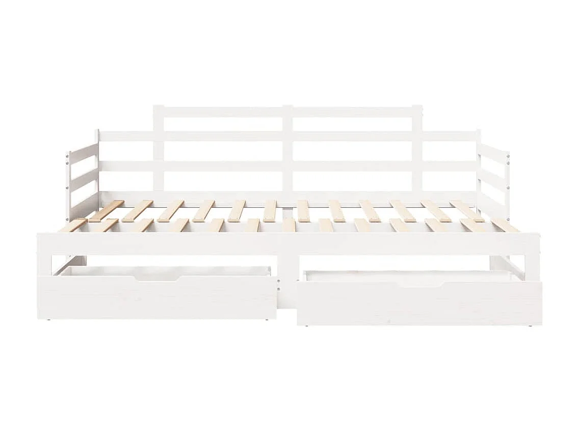Slaapbank met onderschuifbed/lades zonder matras 90x190 cm wit