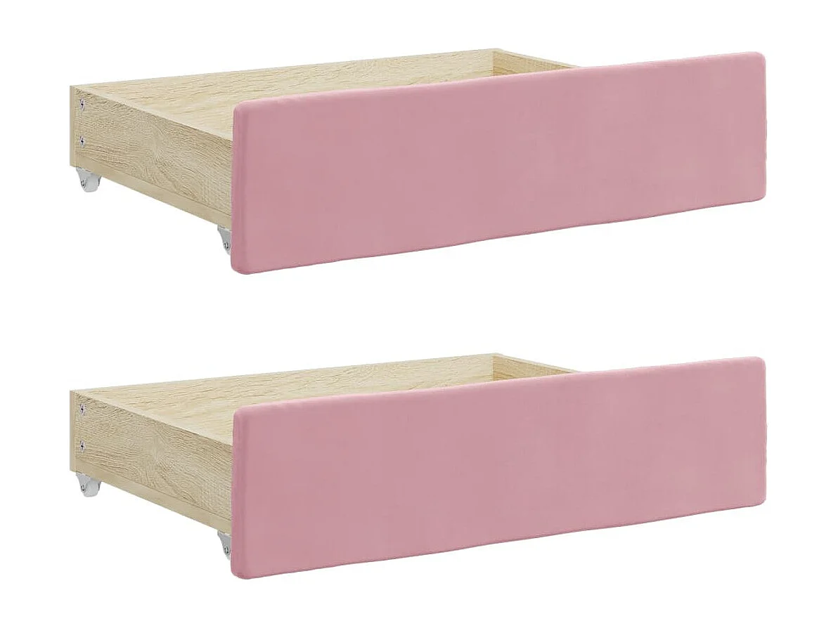 Slaapbank met onderschuifbed en lades 80x200 cm fluweel roze