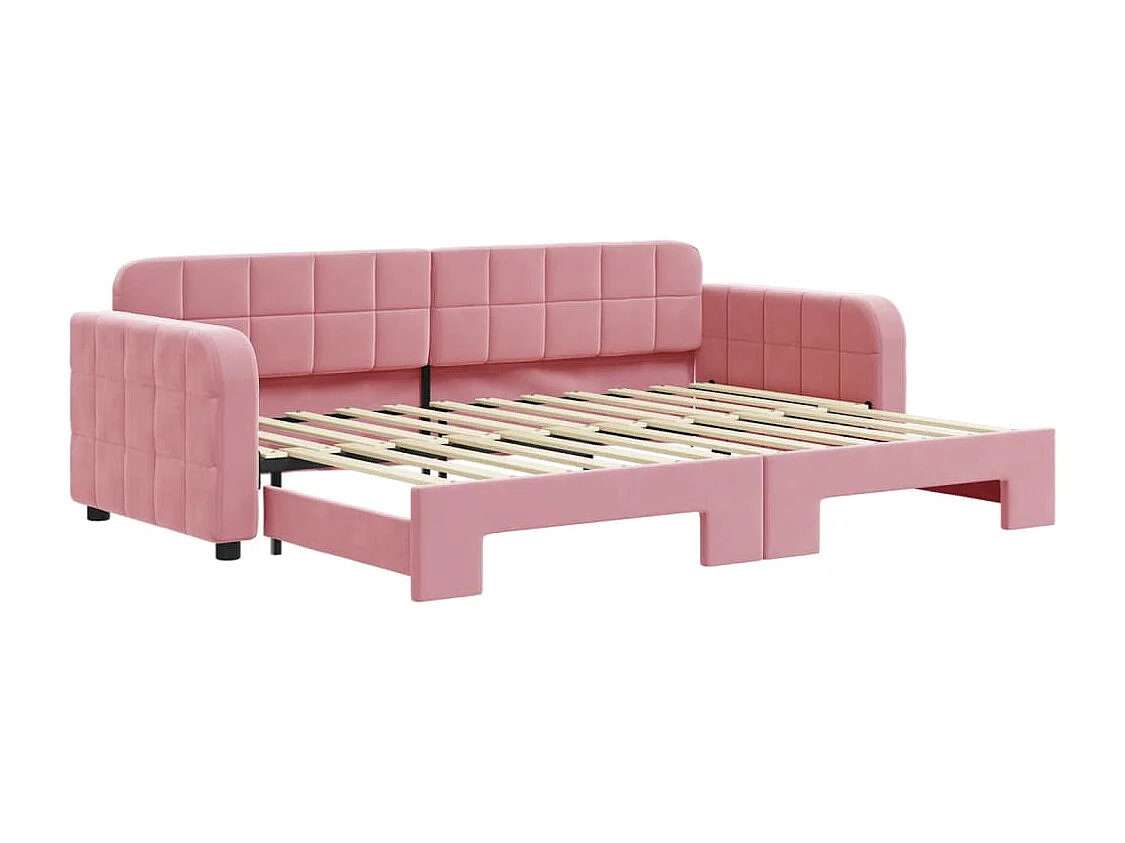 Sofá-cama com gavetão 80x200 cm veludo rosa