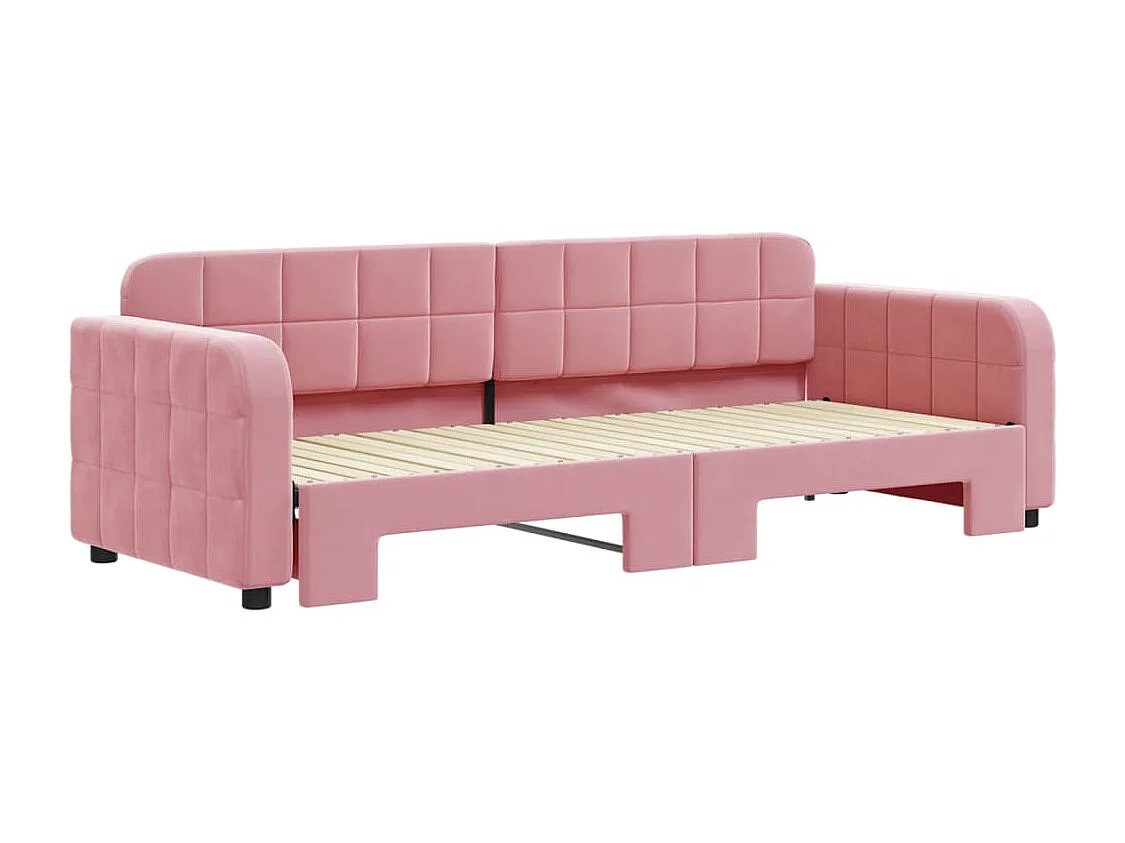 Sofá-cama com gavetão 80x200 cm veludo rosa