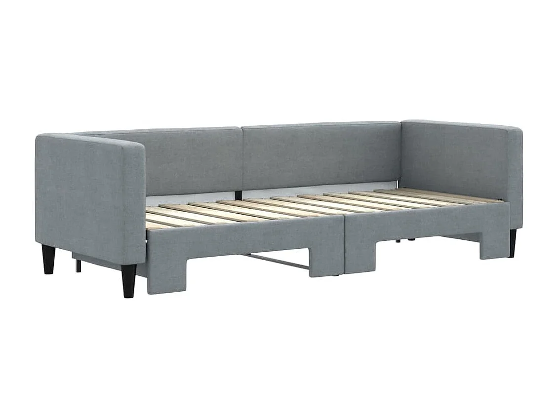 Slaapbank met onderschuifbed 80x200 cm stof lichtgrijs