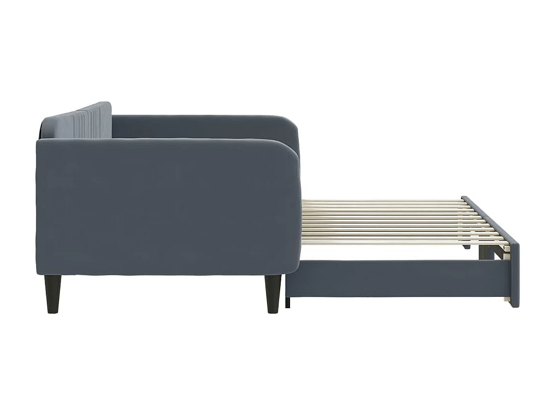 Slaapbank met onderschuifbed 100x200 cm fluweel donkergrijs