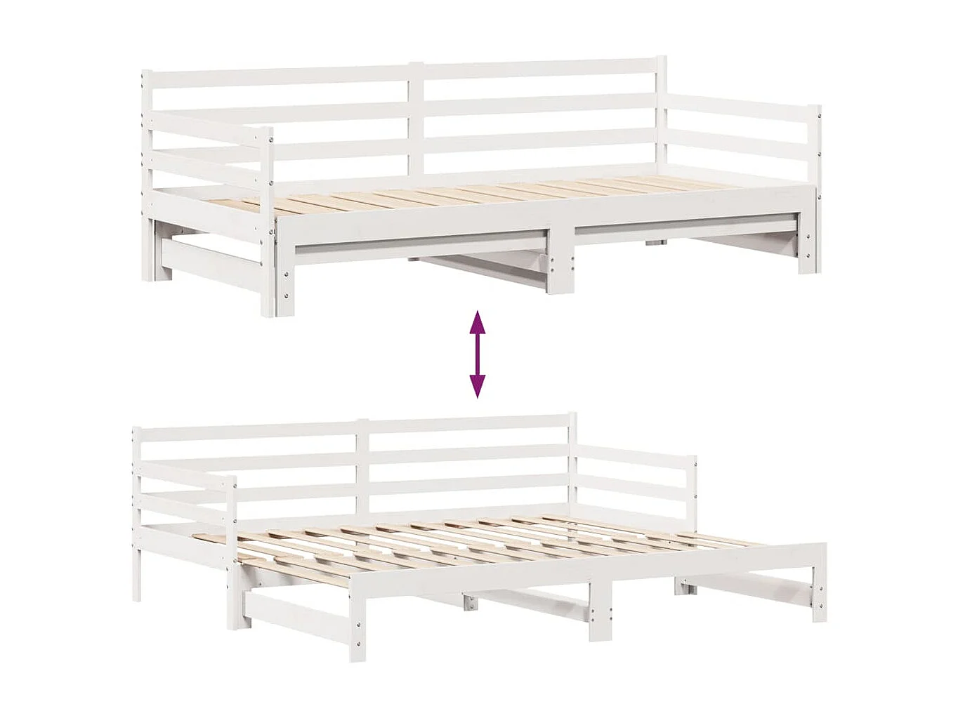 Sofá cama nido con cajones madera maciza pino blanca 90x200 cm