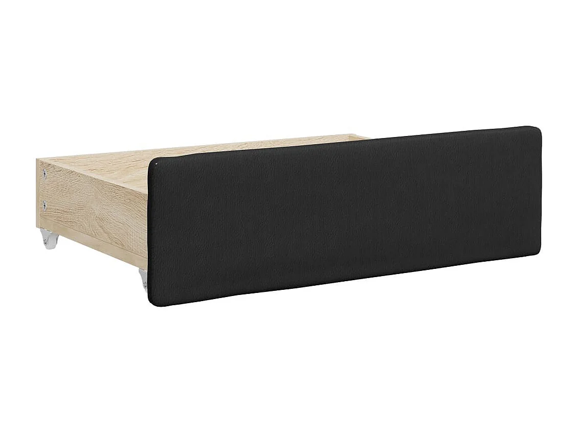 Slaapbank met onderschuifbed en lades 90x200 cm kunstleer zwart