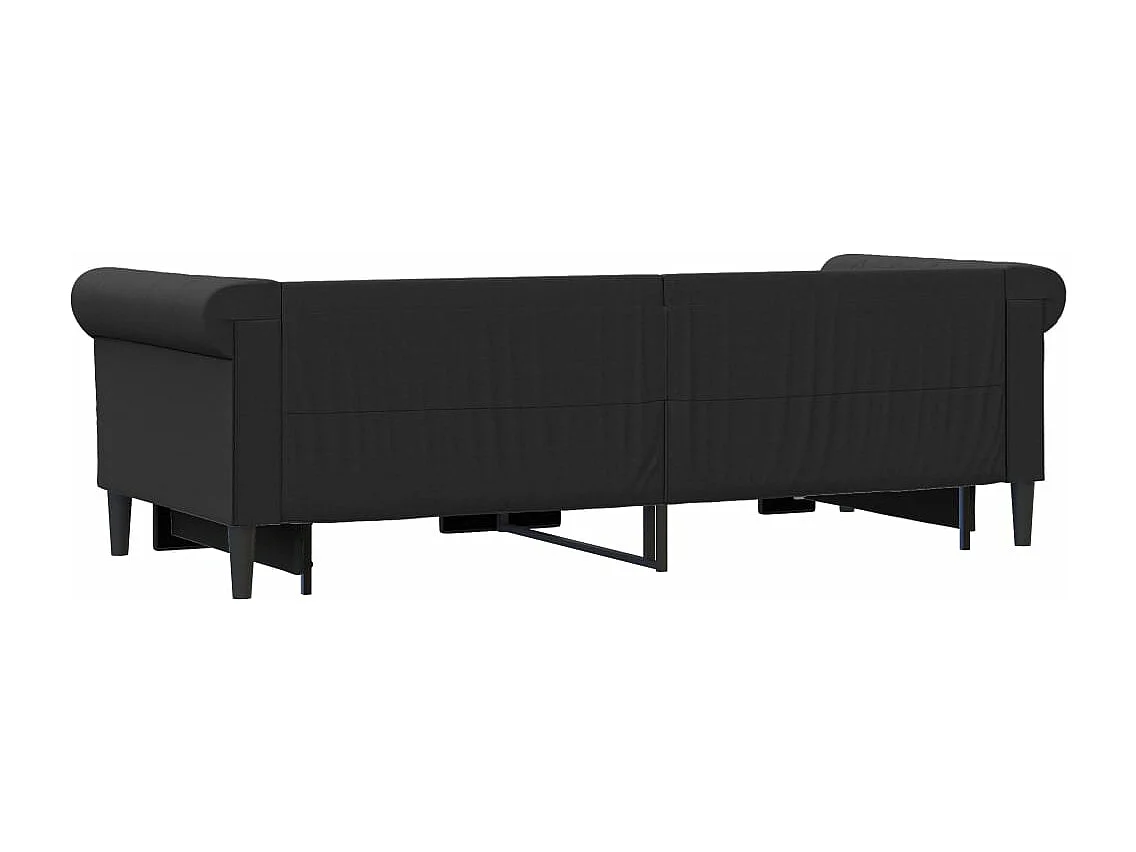 Slaapbank met onderschuifbed en lades 90x200 cm kunstleer zwart