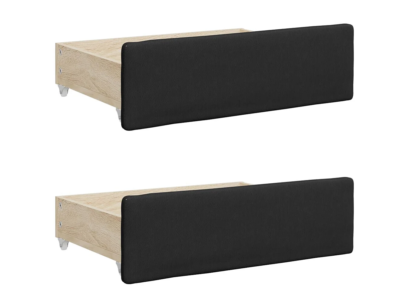 Slaapbank met onderschuifbed en lades 90x200 cm kunstleer zwart