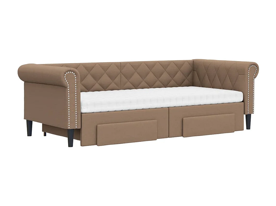 Sofá-cama c/ gavetão e gavetas 90x200 cm couro art. cappuccino