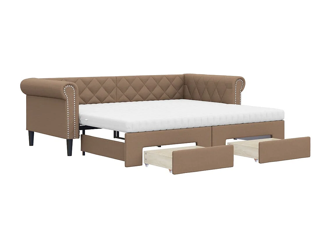 Sofá-cama c/ gavetão e gavetas 90x200 cm couro art. cappuccino