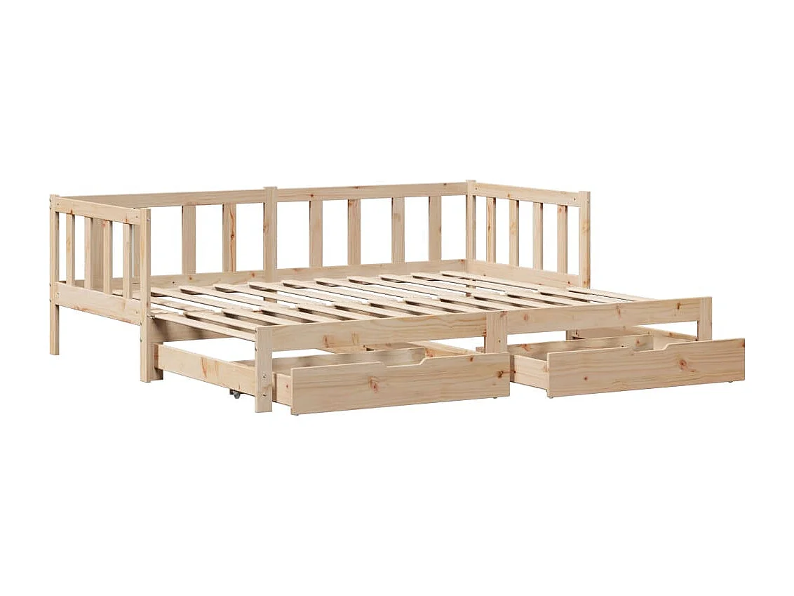 Slaapbank met onderschuifbed en lades zonder matras 90x190 cm