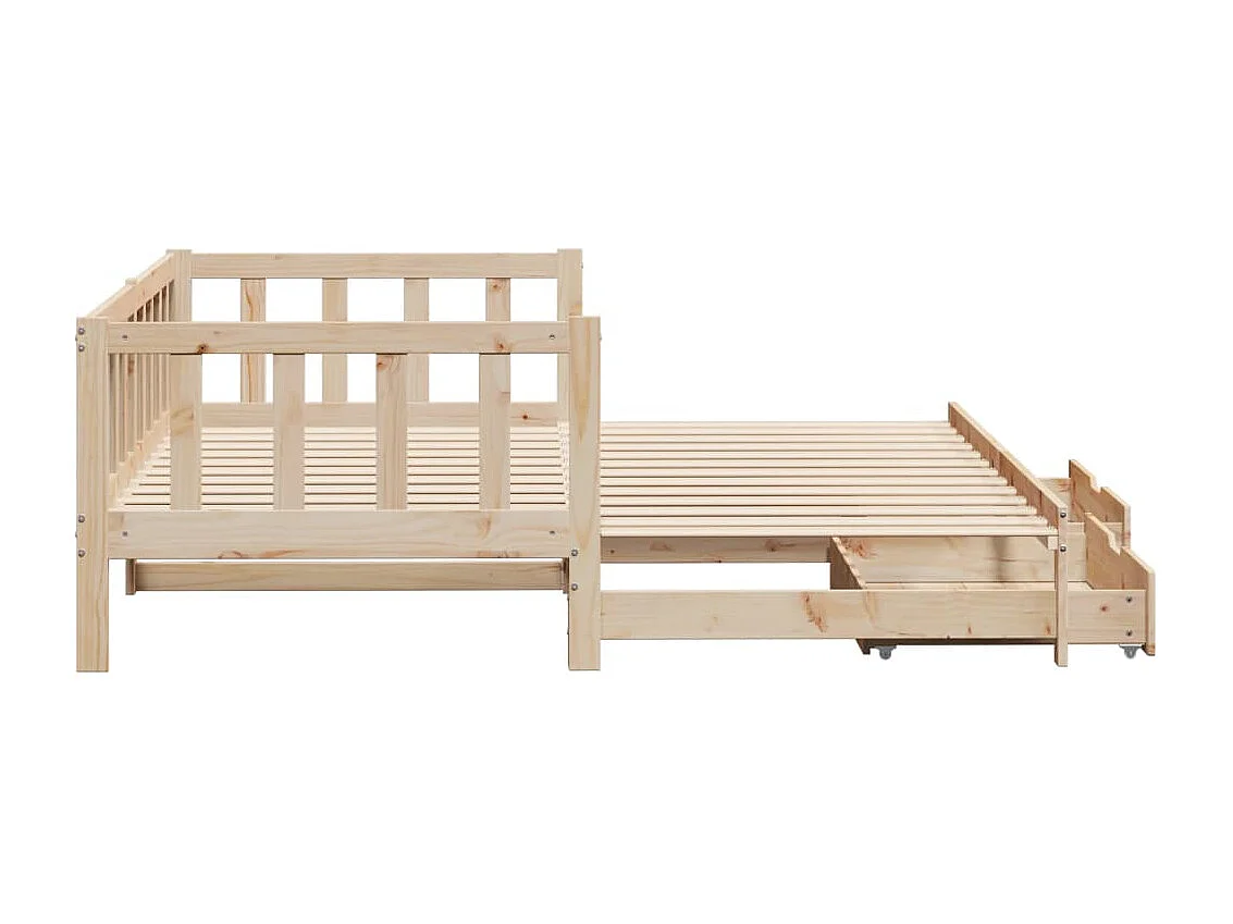 Slaapbank met onderschuifbed en lades zonder matras 90x190 cm