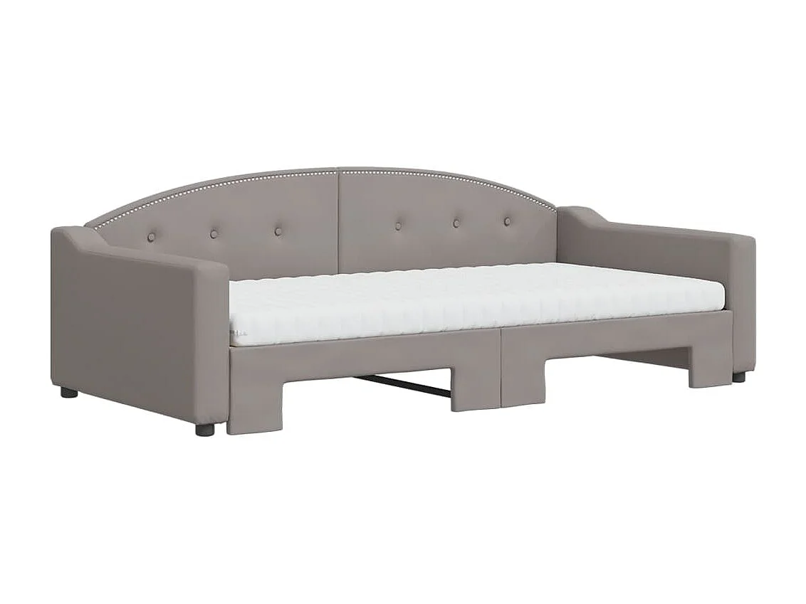 Slaapbank met onderschuifbed en matrassen 100x200 cm stof taupe