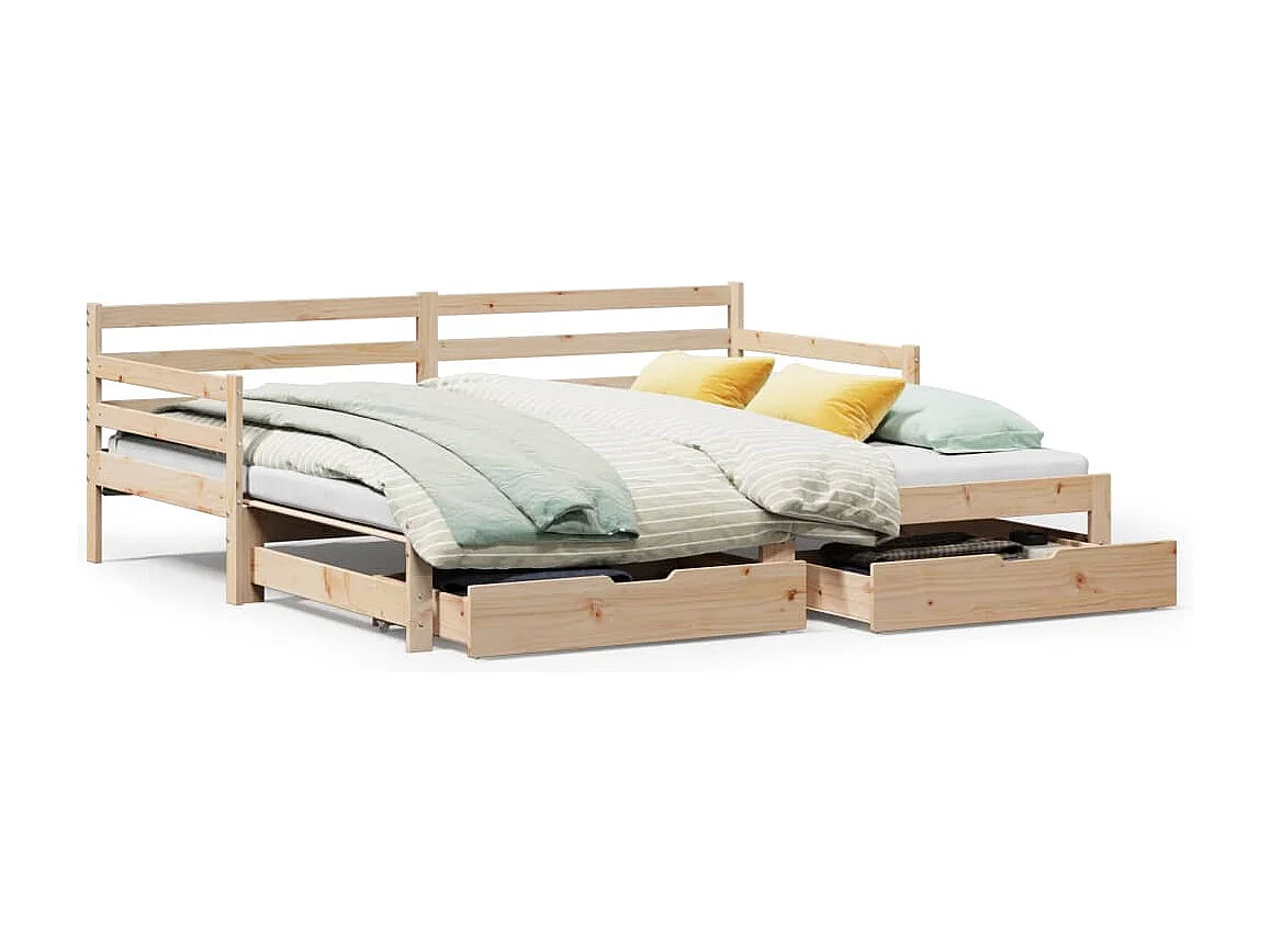 Slaapbank met onderschuifbed en lades zonder matras 80x200 cm