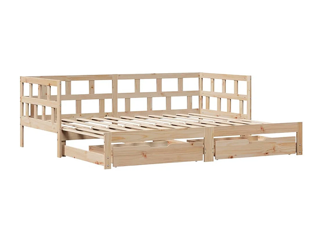 Slaapbank met onderschuifbed en lades zonder matras 90x200 cm