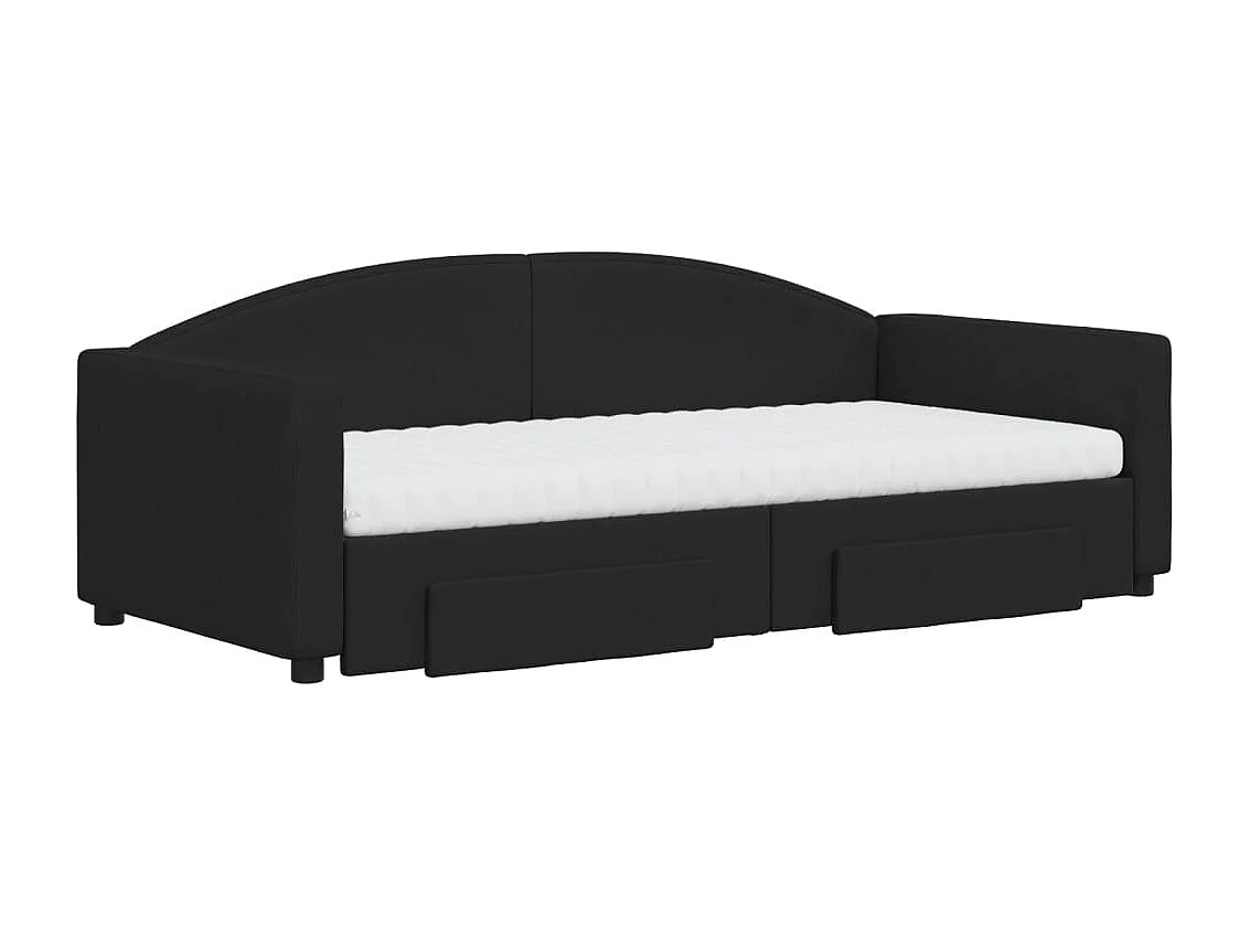 Slaapbank met onderschuifbed en lades 90x190 cm stof zwart