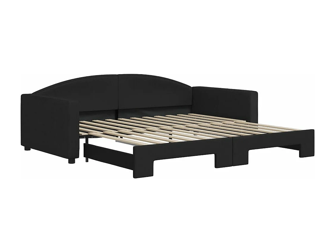 Slaapbank met onderschuifbed 100x200 cm stof zwart