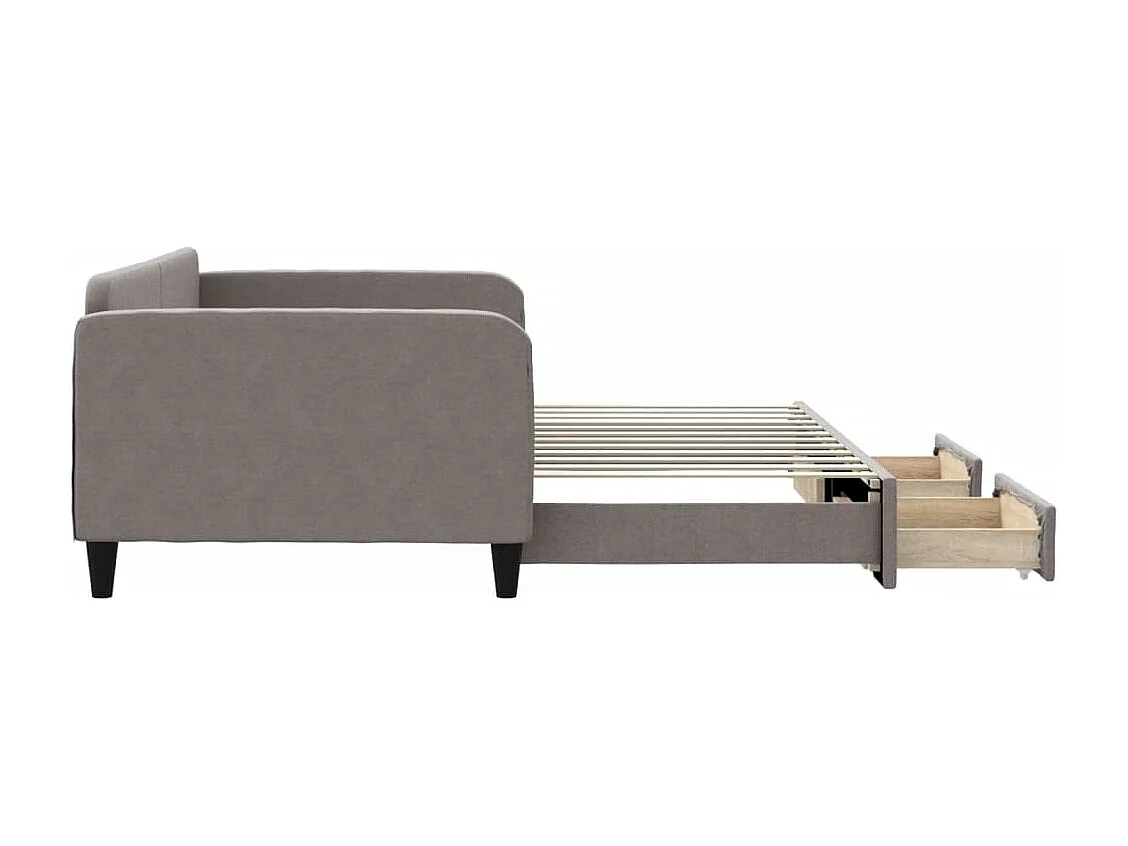 Slaapbank met onderschuifbed en lades 100x200 cm stof taupe