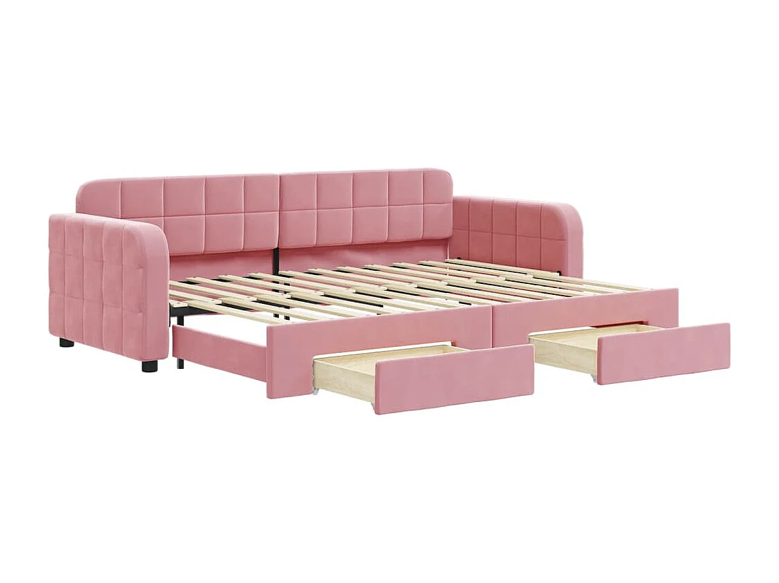 Sofá-cama com gavetão e gavetas 80x200 cm veludo rosa