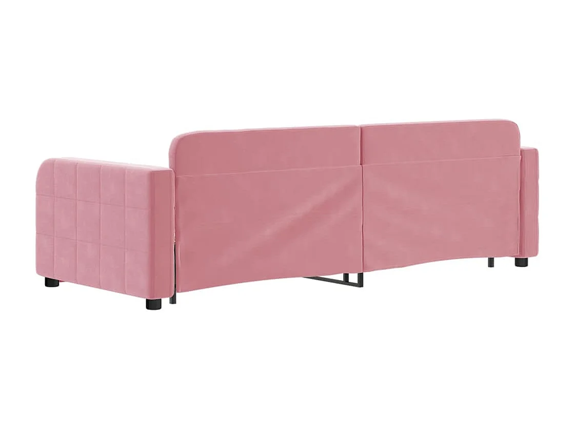 Sofá-cama com gavetão e gavetas 80x200 cm veludo rosa
