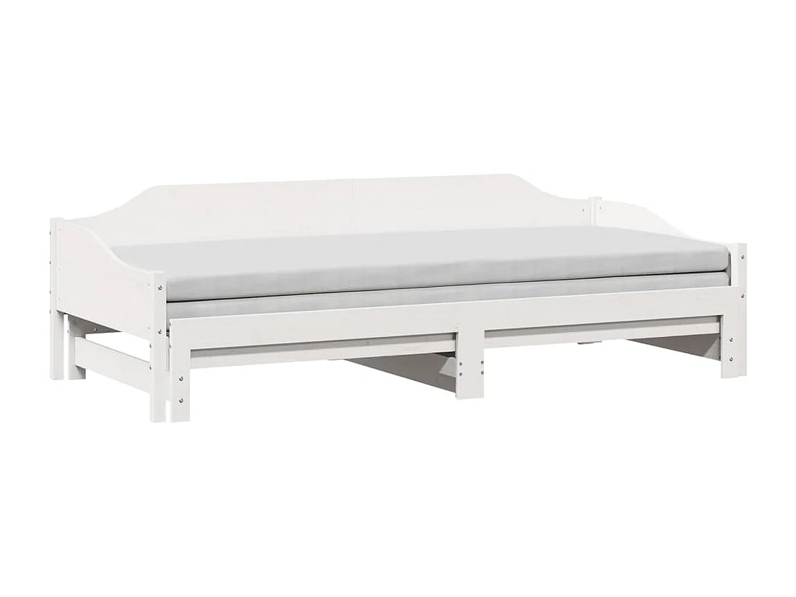 Slaapbank met onderschuifbed 80x200 cm massief grenenhout wit