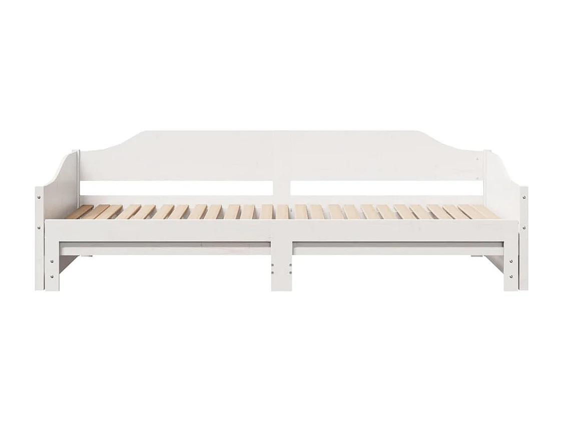 Slaapbank met onderschuifbed 80x200 cm massief grenenhout wit