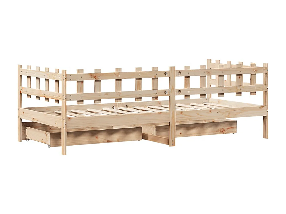 Sofá-cama com gavetas 80x200 cm madeira de pinho maciça