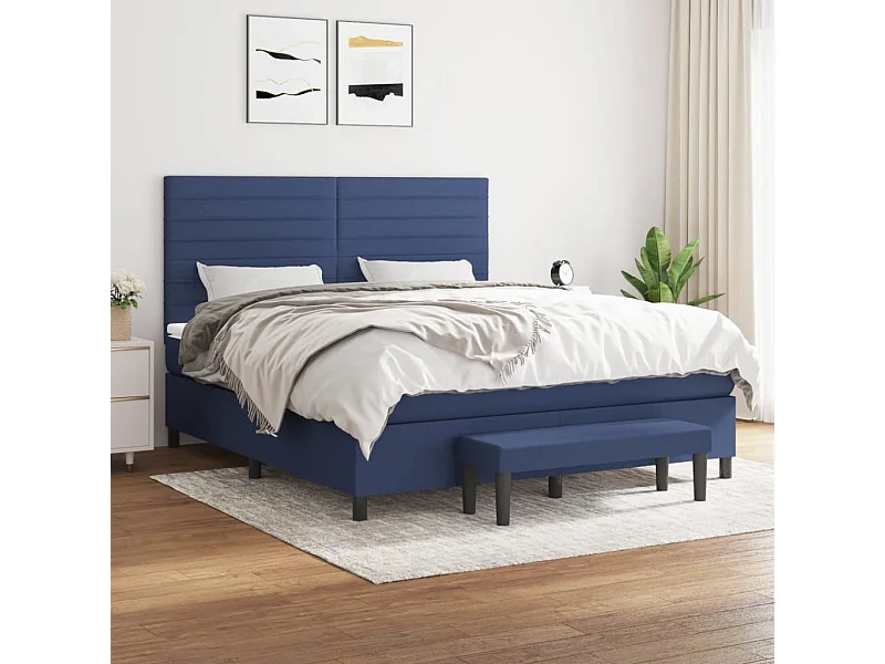 Boxspring met matras stof blauw 160x200 cm