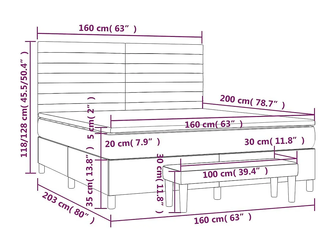 Boxspring met matras stof blauw 160x200 cm