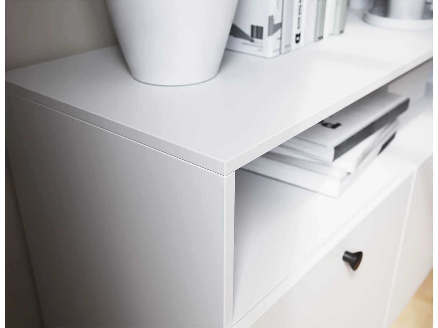 Credenza Savona/ante battenti/piano mobile/bianco