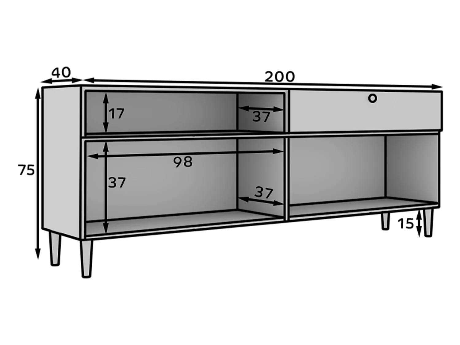 Credenza Savona/ante battenti/piano mobile/bianco