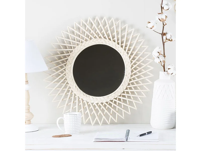 Angle specchio 60d rattan naturale