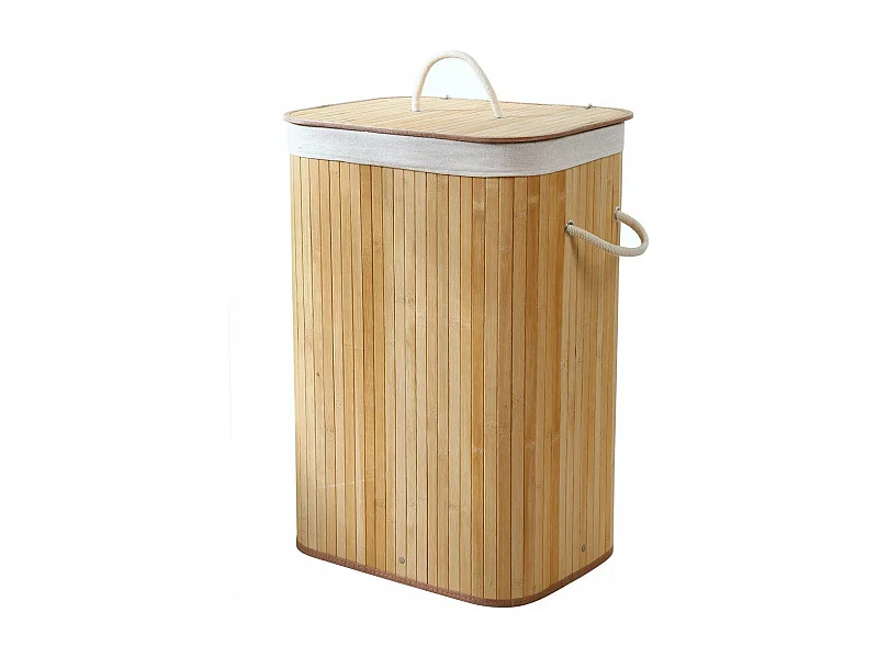Cesta de ropa rectangular de bambú 70L - H60 cm