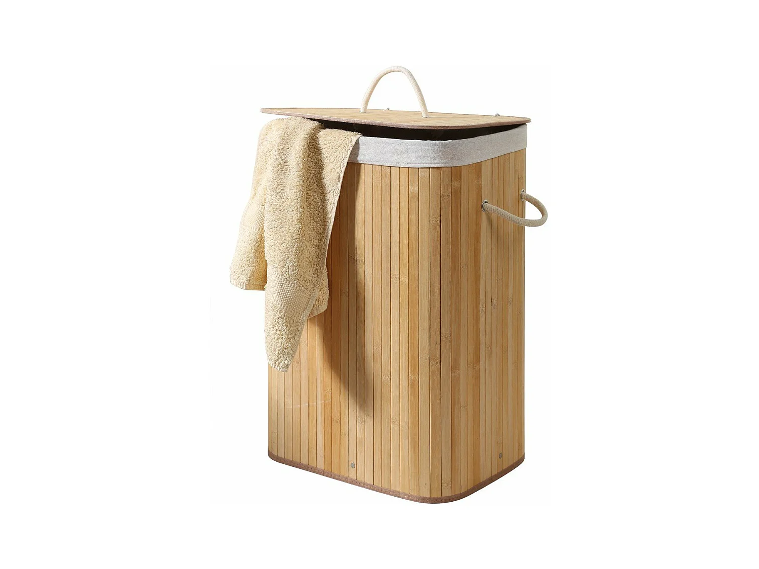 Panier à linge rectangulaire en bambou 70L - H60 cm