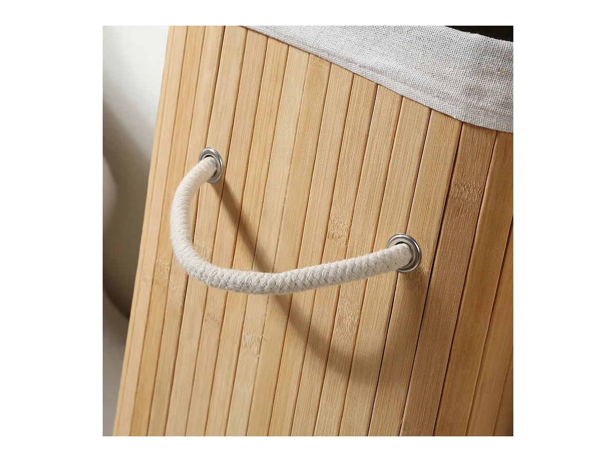 Panier à linge rectangulaire en bambou 70L - H60 cm