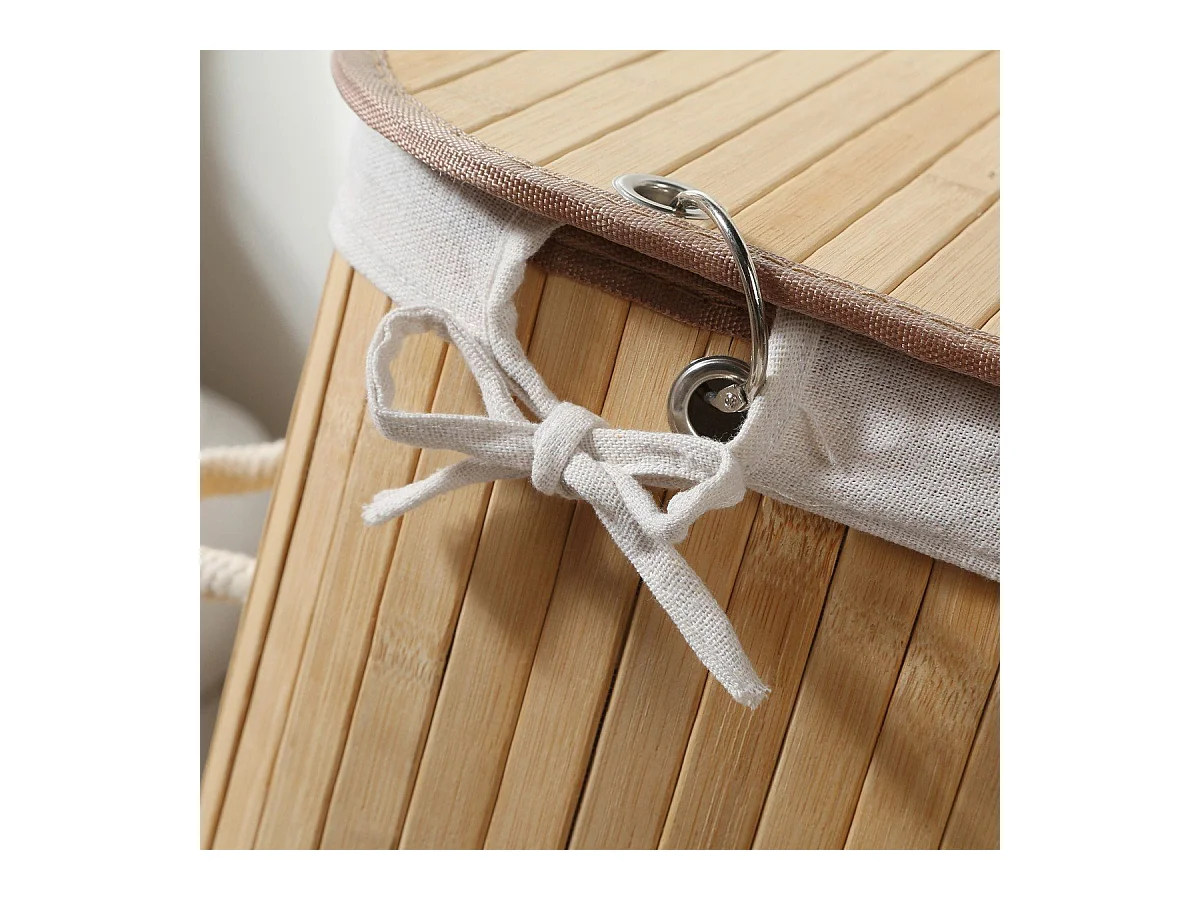 Panier à linge rectangulaire en bambou 70L - H60 cm