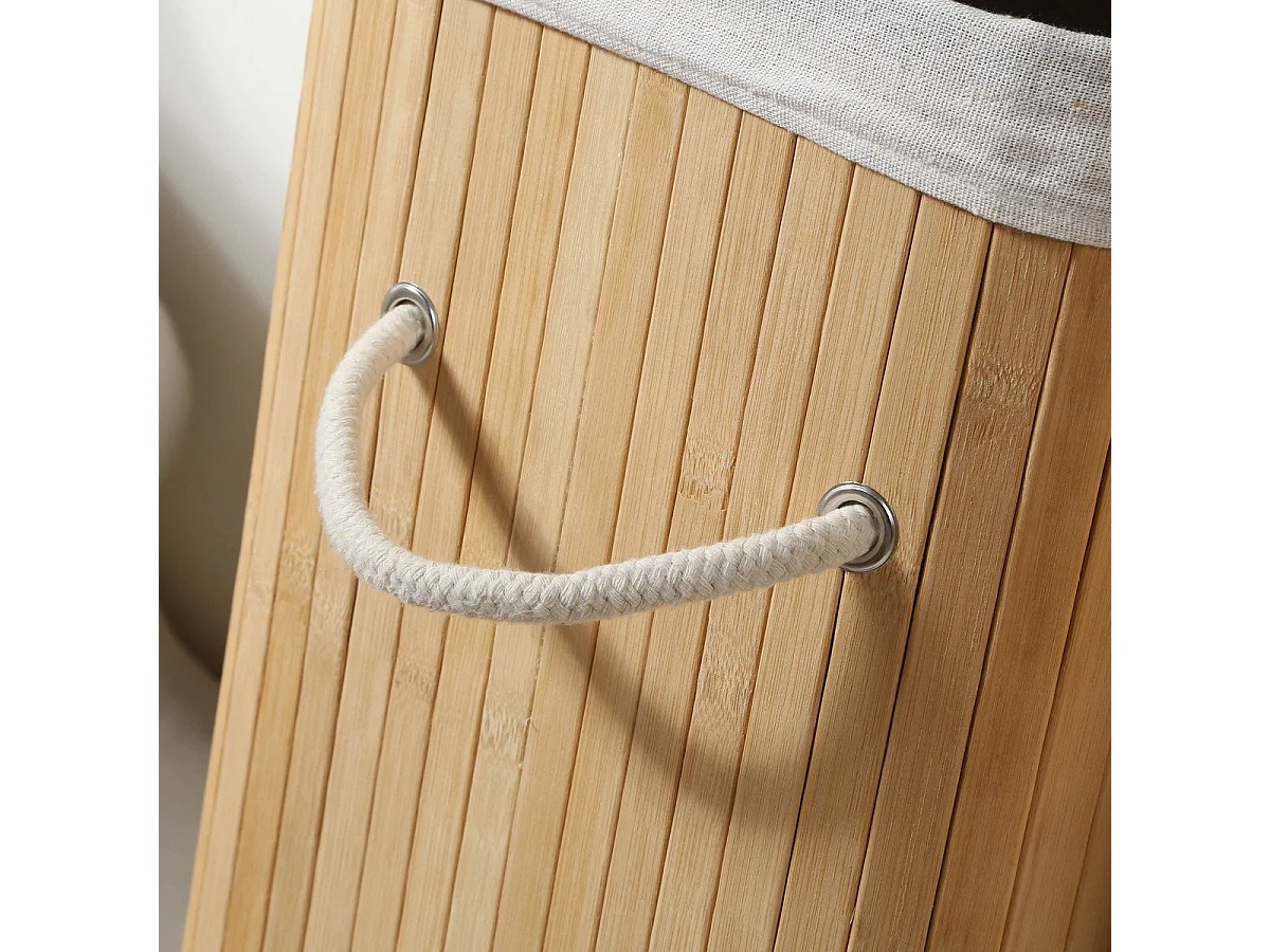 Cesta de ropa rectangular de bambú 70L - H60 cm