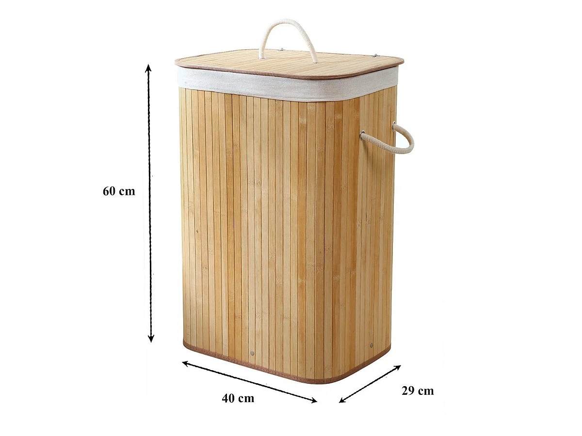 Rechthoekige bamboe wasmand 70L - H60 cm