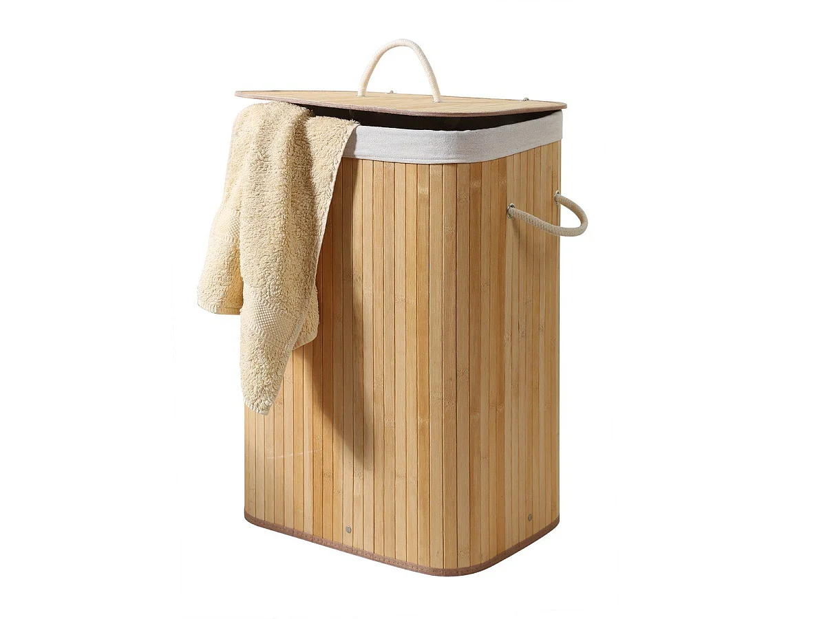 Rechthoekige bamboe wasmand 70L - H60 cm