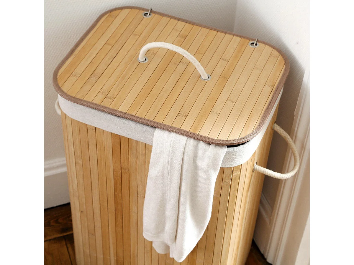 Rechthoekige bamboe wasmand 70L - H60 cm