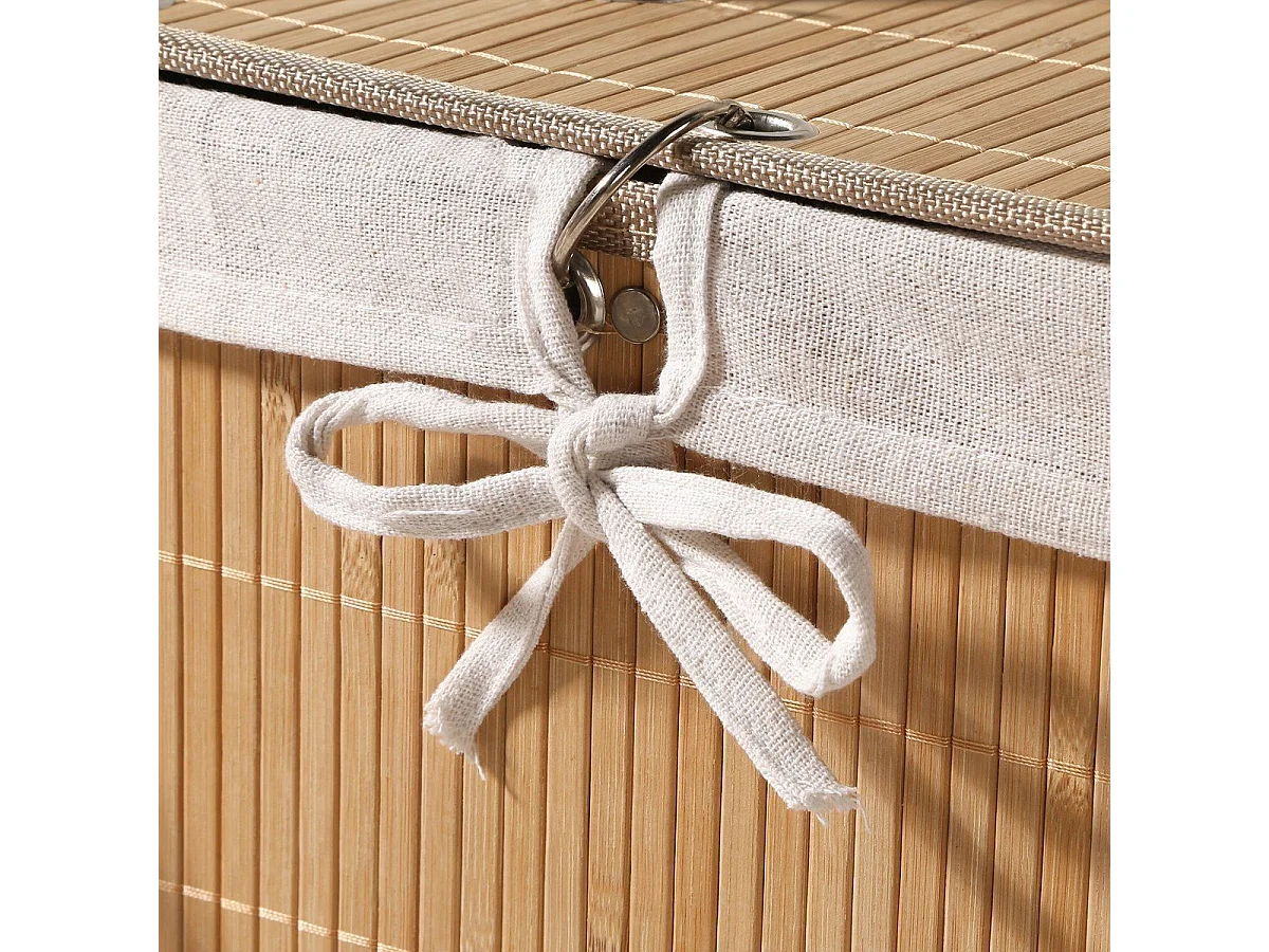 Panier à linge d'angle en bambou - H60 cm