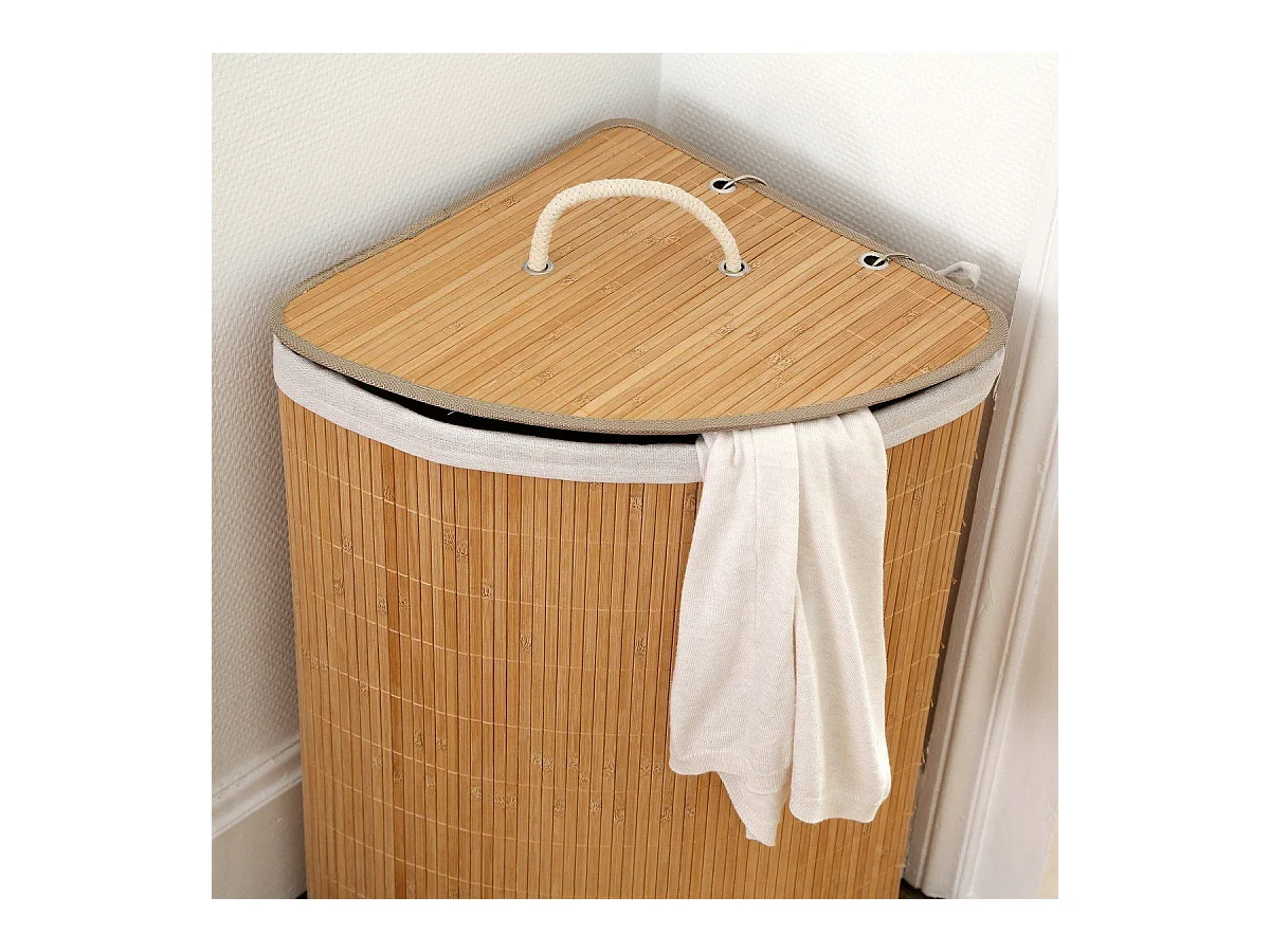 Hoekwasmand van bamboe - H60 cm