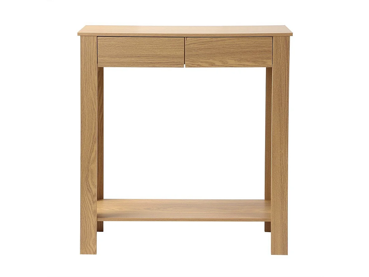Console Haute 2 Tiroirs Décor Chêne - L79 cm