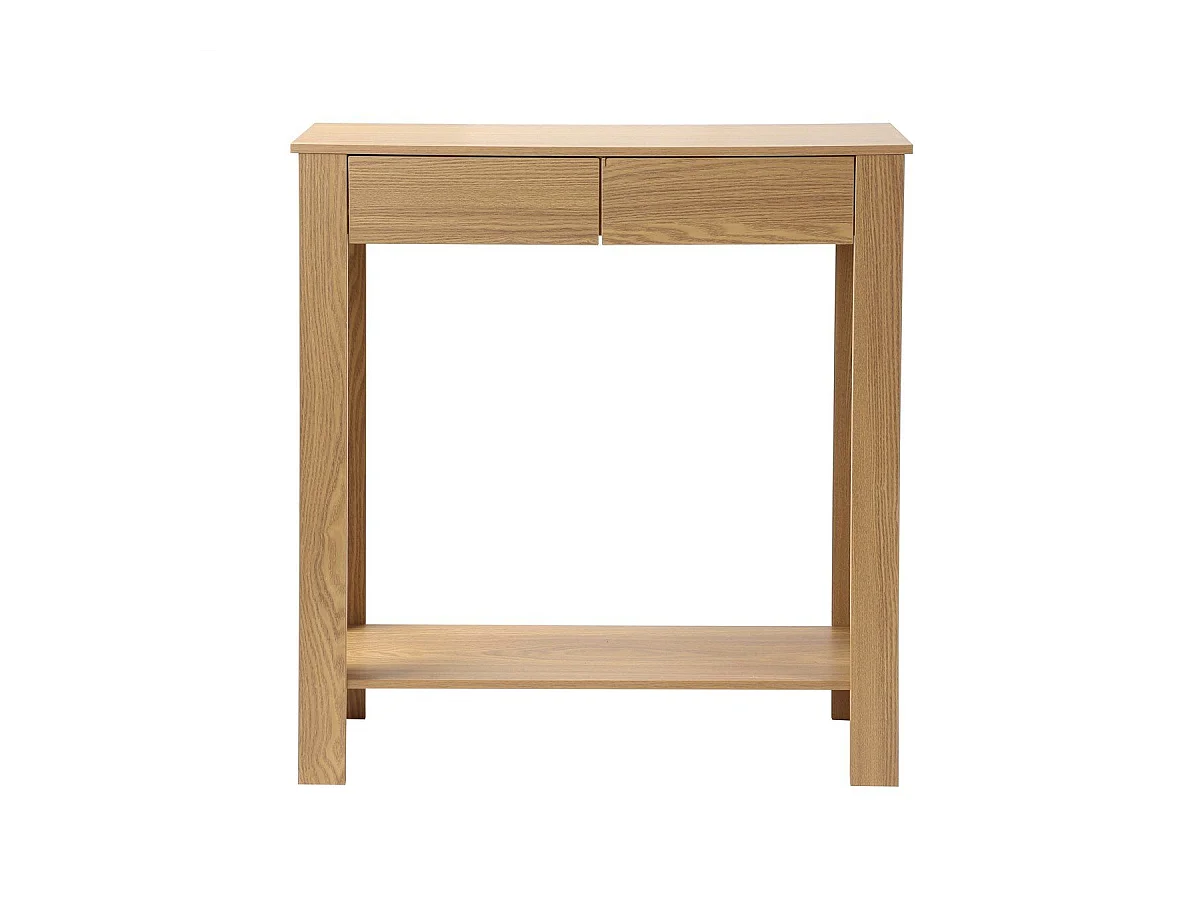 Console Haute 2 Tiroirs Décor Chêne - L79 cm