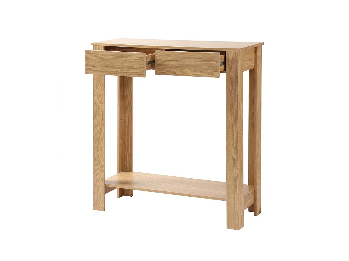 Consola alta de 2 cajones decorada en roble - L79 cm