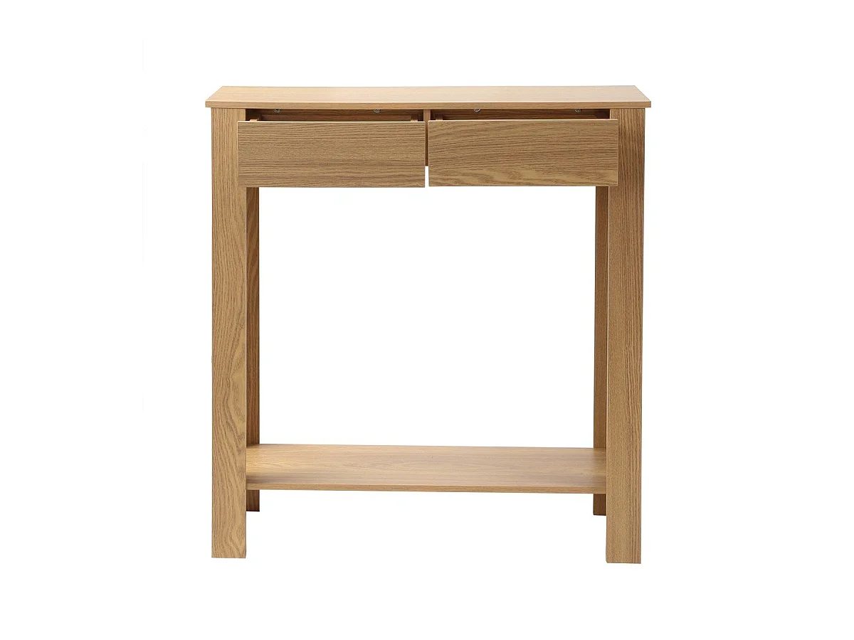 Consola alta de 2 cajones decorada en roble - L79 cm