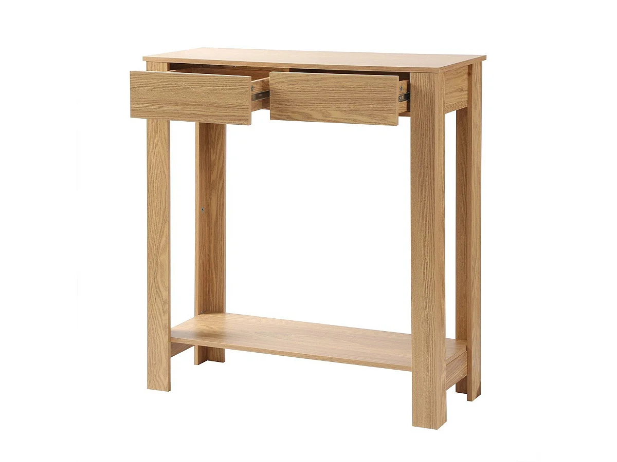 Console Haute 2 Tiroirs Décor Chêne - L79 cm