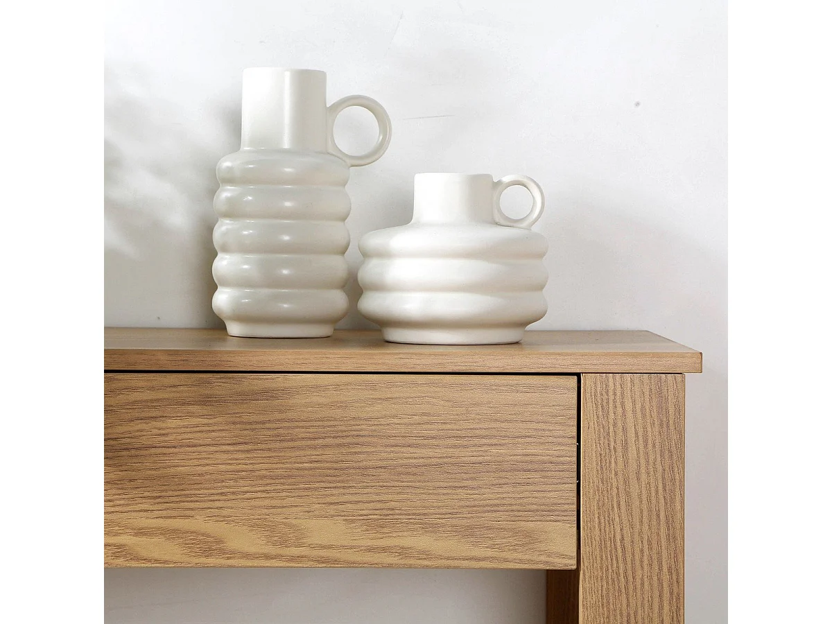 Console Haute 2 Tiroirs Décor Chêne - L79 cm