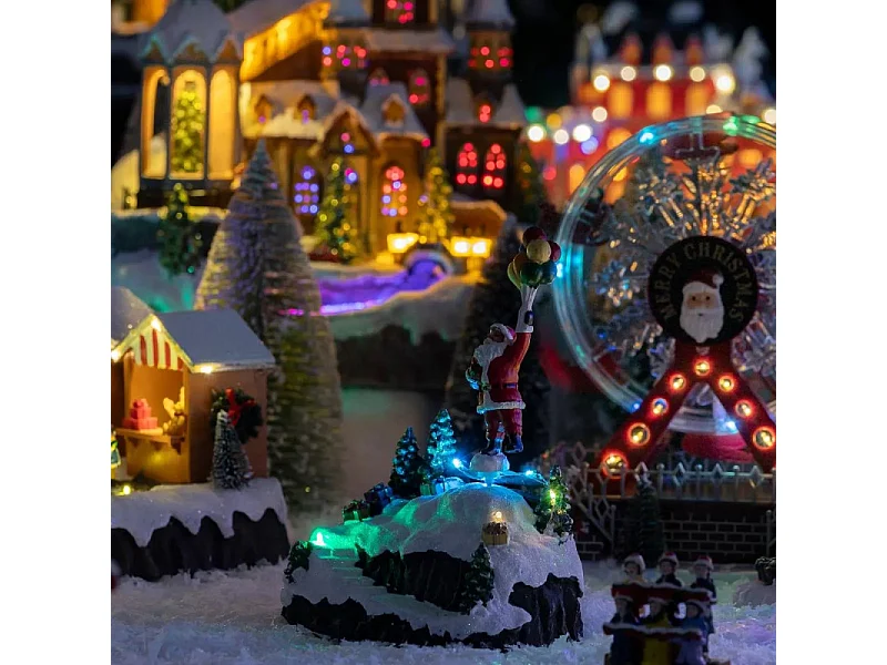 Village de Noël lumineux Père Noël et ses Ballons