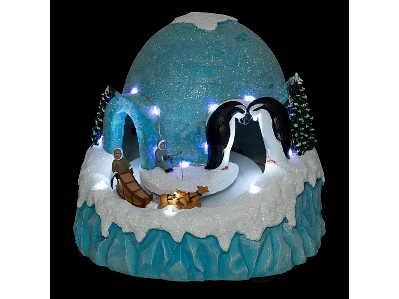 Village de Noël lumineux et animé IGLOO scène polaire