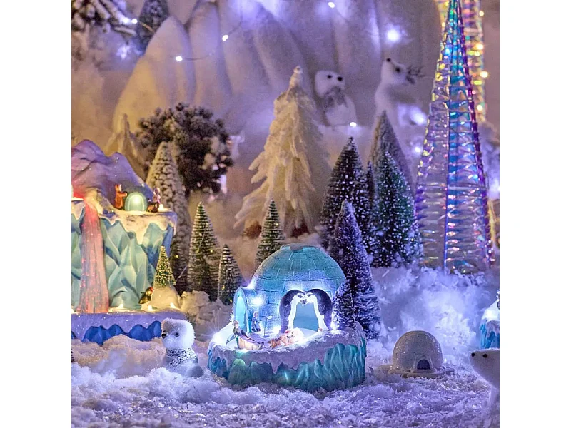 Village de Noël lumineux et animé IGLOO scène polaire