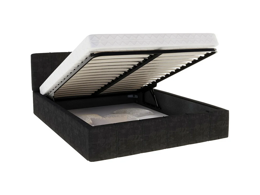 Lit coffre ATLANTA 140 x 190 cm avec sommier à lattes relevable Noir